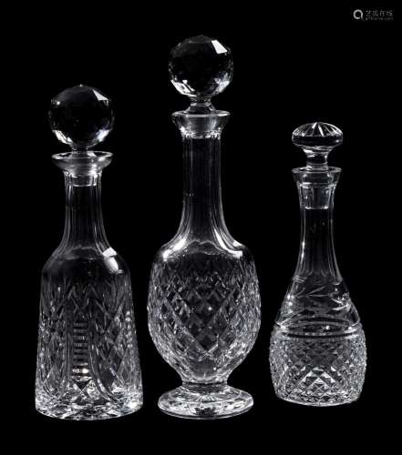Three Waterford Cut Glass Decanters