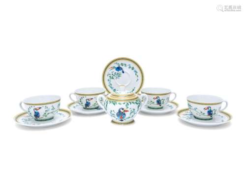 An Hermès Toucans Porcelain Tea Service