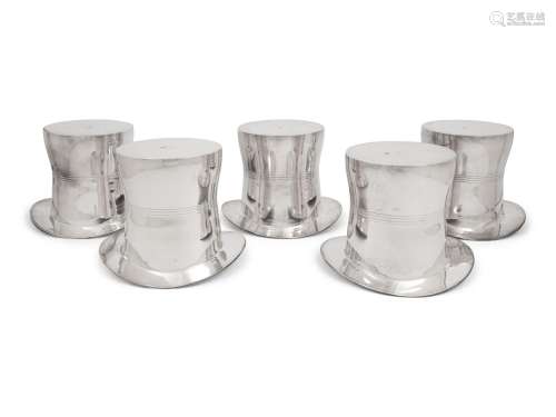 Five Ralph Lauren Silver-Plate 'Top Hat' Wine Coolers