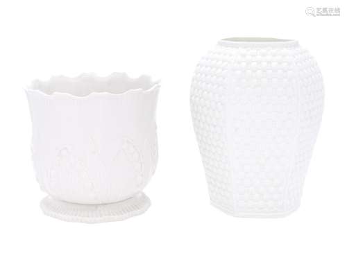 Two White Glazed Porcelain Vases Retailed by Tiffany and Co.