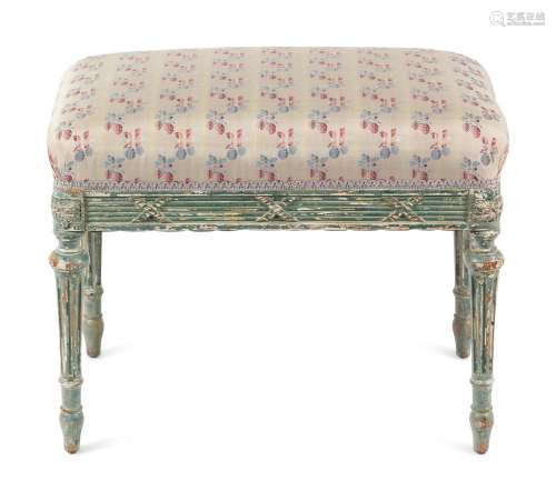 A George III Style Blue-Painted Tabouret
