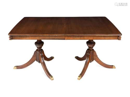A George III Style Mahogany Double-Pedestal Dining Table