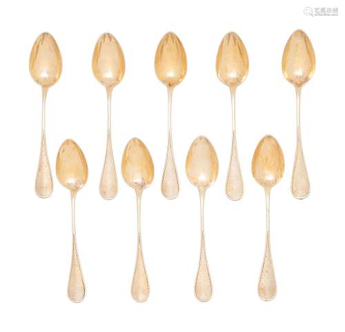 A Set of Twelve French Silver-Gilt Teaspoons