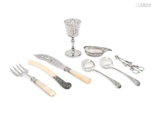 Eight English Silver Table and Flatware Articles