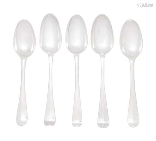 Five Irish Silver Soup Spoons