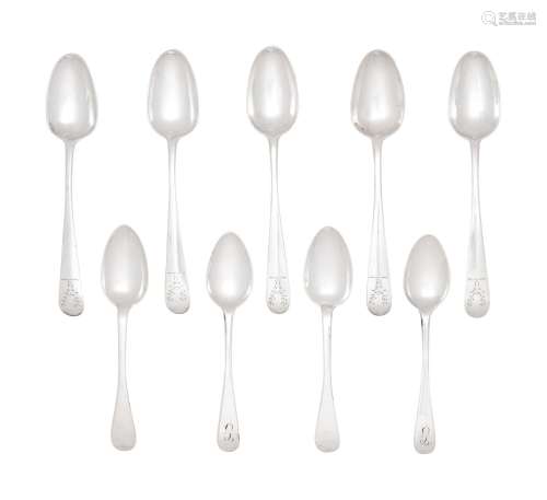 A Group of Eighteen English and Irish Silver Teaspoons