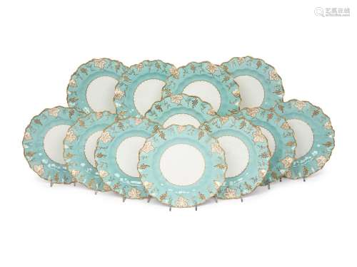 A Set of Twelve Royal Crown Derby Porcelain Dessert Plates