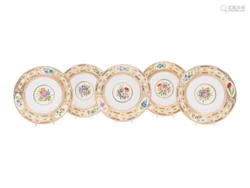 A Set of Five Coalport Church Gresley Porcelain Plates