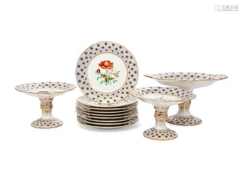 A Grainger Worcester Porcelain Dessert Service