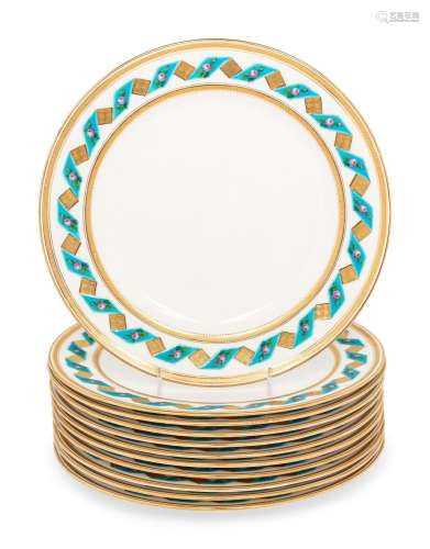 A Set of Eleven Minton Porcelain Plates