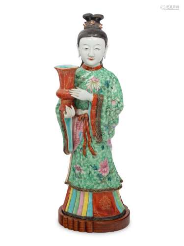 A Chinese Export Figure of a Standing Court Maiden