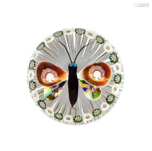 A Baccarat Butterfly Garlanded Paperweight, circa 1850, the ...
