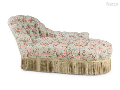 A Napoleon III Button-Tufted Chaise Longue