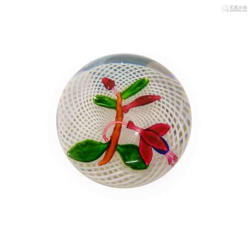 A St Louis Small Fuchsia Paperweight, circa 1850, worked wit...