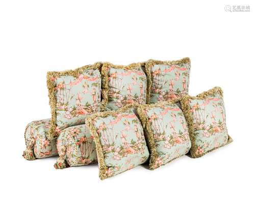 Eight Printed Cotton Cushions