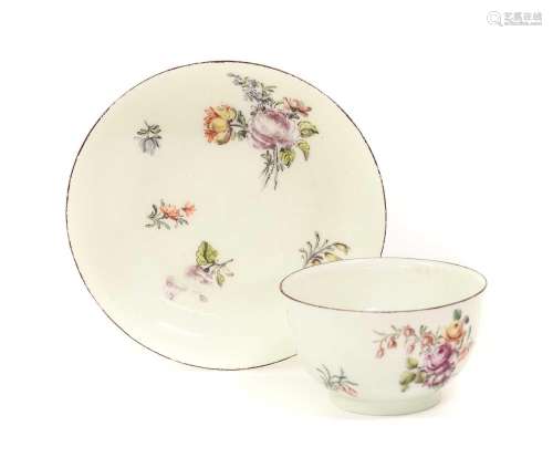 A Chelsea Porcelain Tea Bowl and Saucer, circa 1755, painted...