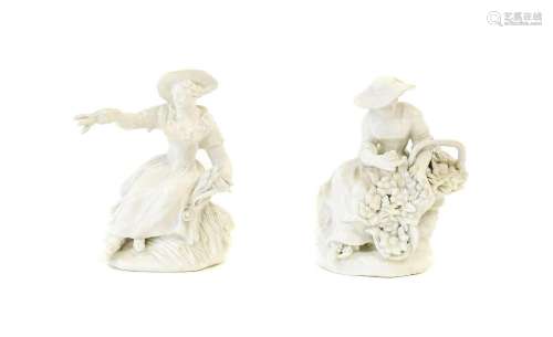 A Pair of Bow White Porcelain Figures from The Rustic Season...