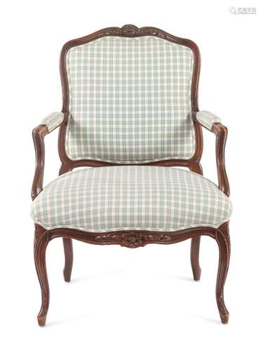 A Louis XV Style Walnut Fauteuil