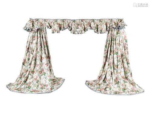 Two Pairs of Drapery Panels and Two Valances