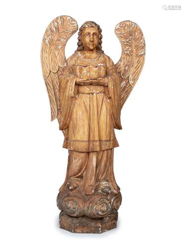 A Cast Plaster Winged Angel Sculpture