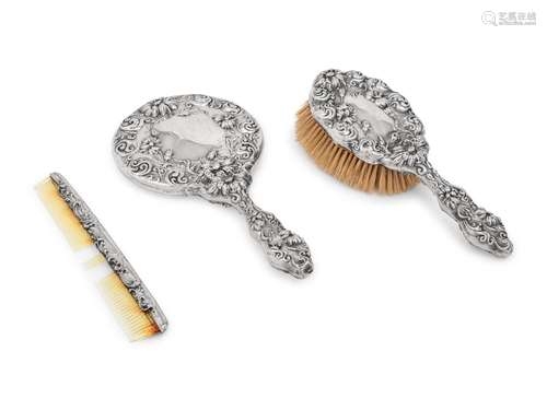 A Silver Three-Piece Dresser Set