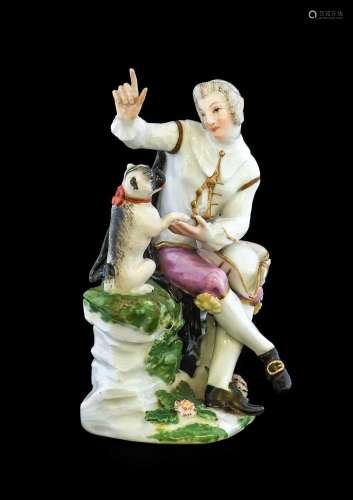 A Meissen Porcelain Figure Group of a Gentleman and His Pug,...