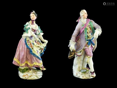A Pair of Meissen Porcelain Figures of Dancers, circa 1750, ...