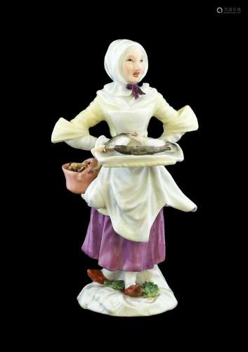 A Meissen Porcelain Cris de Paris Figure of the Fish Seller,...
