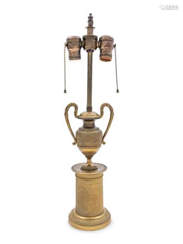 An Empire Style Gilt Bronze Urn-Form Lamp