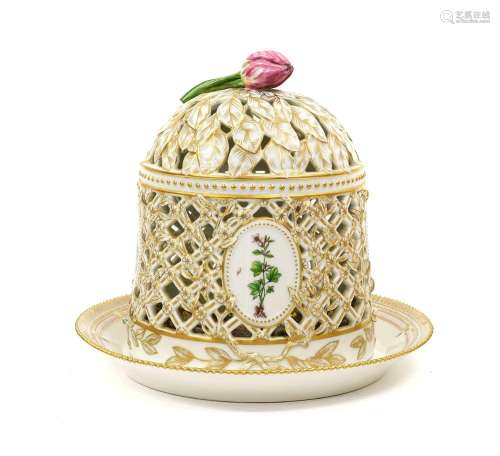 A Royal Copenhagen Porcelain Flora Danica Ice Cream Dome and...
