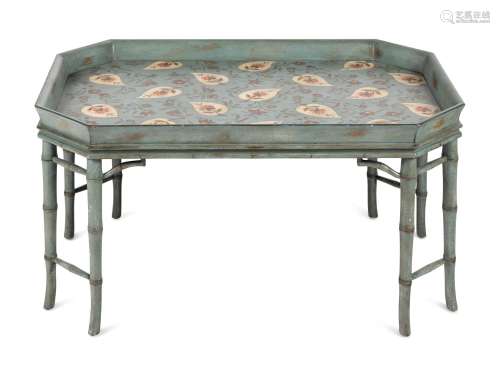 A Georgian Style Blue Japanned Low Table