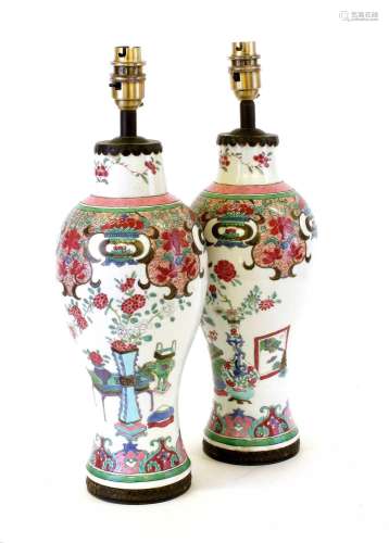 A Pair of Chinese Porcelain Vases, Yongzheng/Qianlong, of ba...