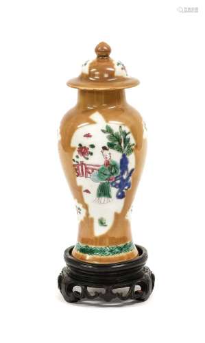 A Chinese Porcelain Vase and Cover, mid 18th century, of bal...