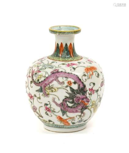 A Chinese Porcelain Vase, 19th century, of ovoid form with t...