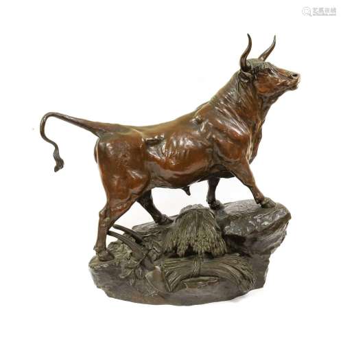 Auguste Nicolas Cain (1822-1894): A Bronze Bull, naturalisti...