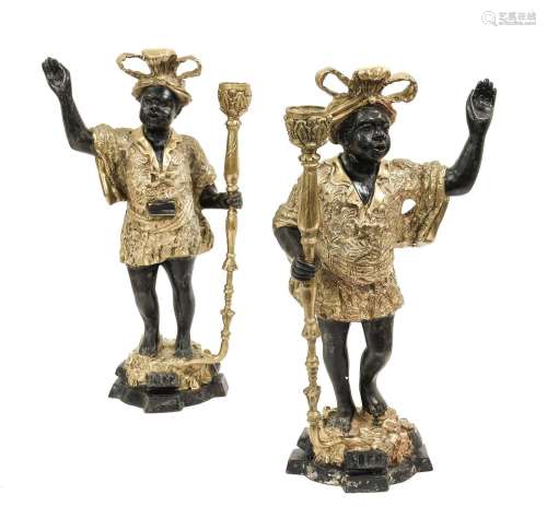 A Pair of Italian Bronze Blackamoor Candlestick Figures, in ...