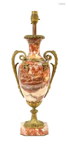 A French Gilt Metal-Mounted Rouge Marble Lamp Base, in Louis...