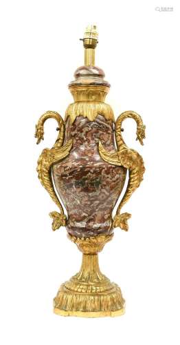 A French Gilt Metal Mounted Variegated Marble Lamp Base, in ...