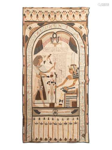 An Egyptian Revival Quilted Tapestry Panel