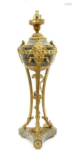A French Gilt Metal Mounted Granite Lamp, in Louis XVI style...
