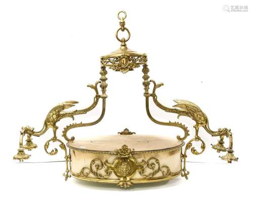 A French Gilt Metal Five-Light Ceiling Light, mid 19th centu...