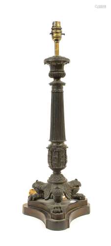 A French Bronze Lamp Base, in Louis XVI style, the urn shape...