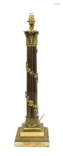A Gilt Metal Mounted Ebonised Table Lamp, in 18th century st...