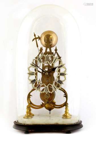 A Brass Skeleton Mantel Timepiece with Passing Strike, circa...