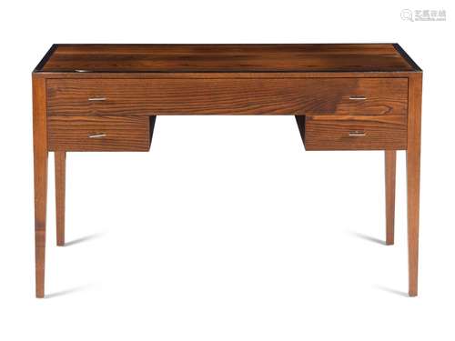 An Art Deco Style Chrome Mounted Oak Desk