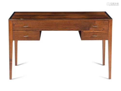 An Art Deco Style Chrome Mounted Oak Desk