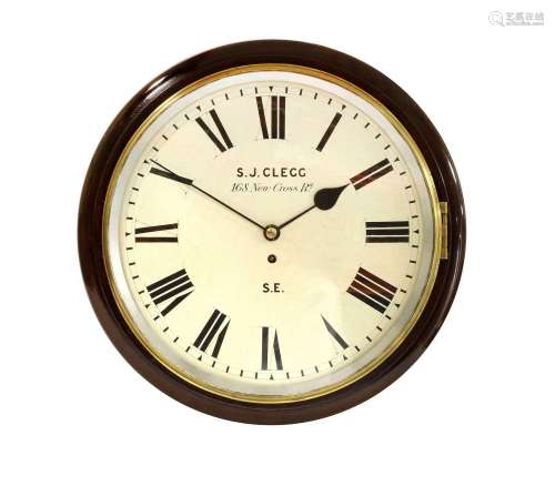 A Mahogany 14-inch Dial Wall Timepiece, signed S.J.Clegg, 16...