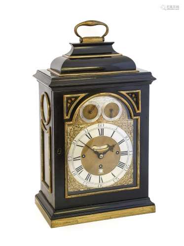 An Ebony Veneered Quarter Chiming Table Clock, signed Willia...