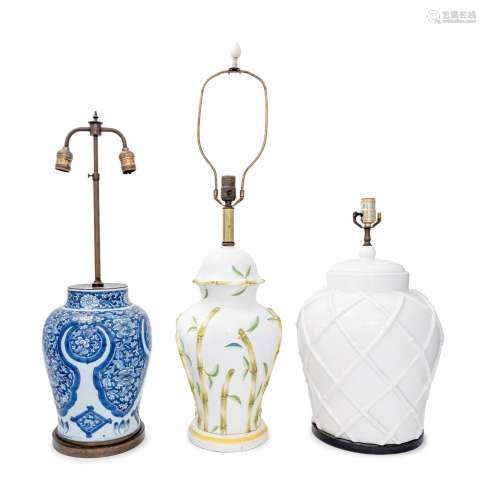 Three Glazed Ceramic Table Lamps