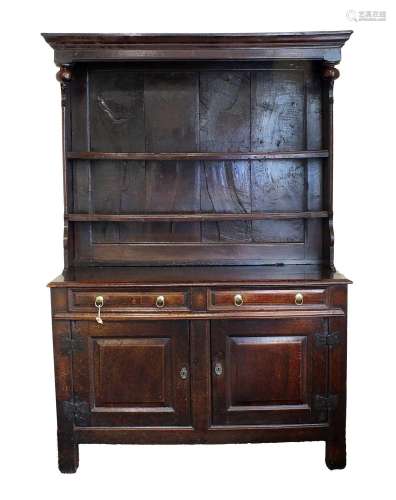 A Mid 18th Century Joined Oak Welsh Dresser, of attractive p...